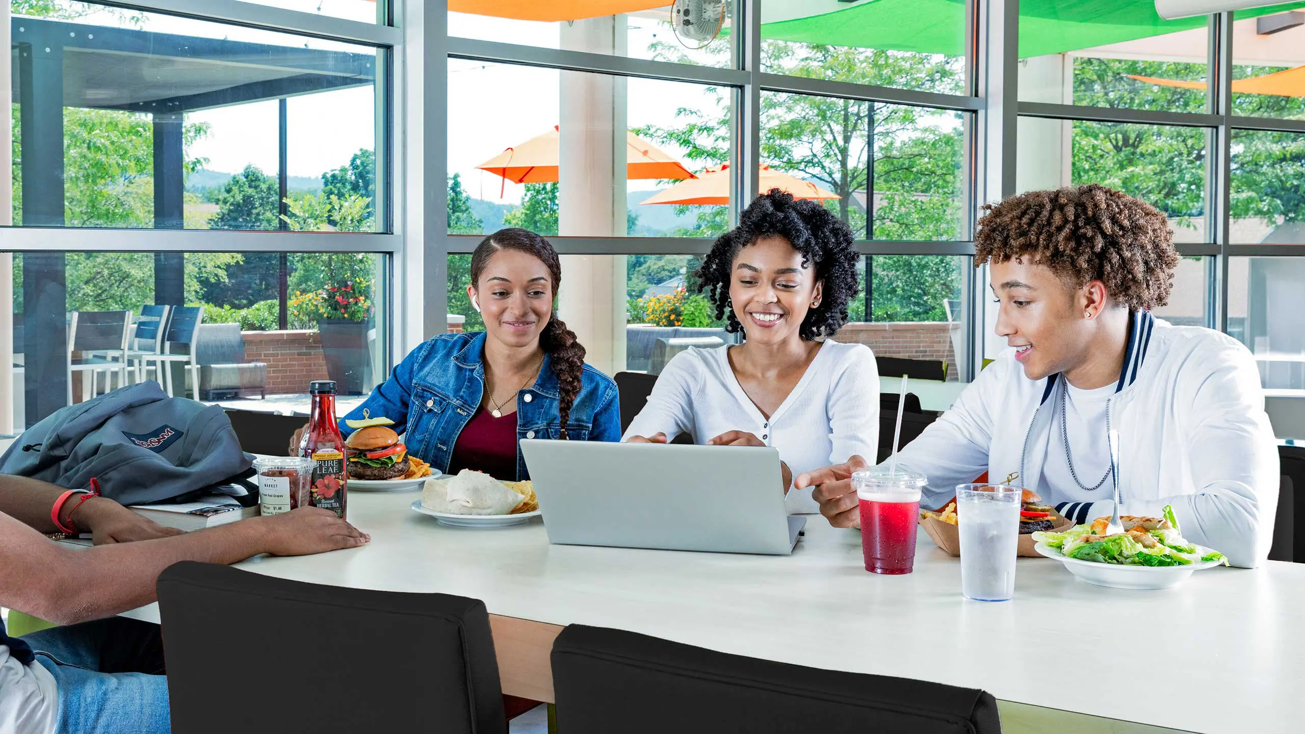 Students eating in cafeteria